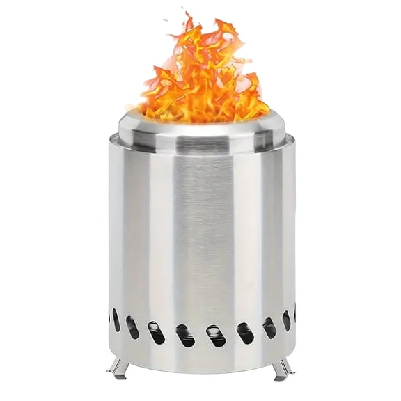 ZORVINEX Portable Tabletop Wood Burning Fire Pit Safe Spark Free Flame Easy To Operate For Courtyard Party Barbecue Heating Marshmallow Roasting,Silver