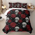 thumbnail image 2 of Homewish Hipple Sugar Skull Twin Quilt Set,Romantic Red Rose Twin Coverlet Set,Halloween Duvet,2pcs, 2 of 7