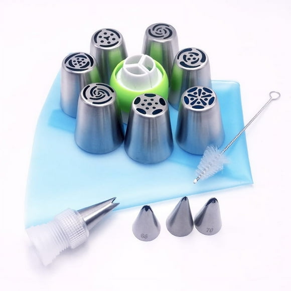 Cake Decorating Kit For Open Star Tip Designs, Stainless Steel Construction Reusable Decorating Tips, Consistent Performance In Test Kitchen (11-Piece)