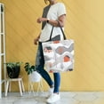 thumbnail image 4 of FORMRS Womens Canvas Tote Bag with Zipper Inner Pocket Shoulder Handbag, Snow Cartoon Houses, 4 of 7