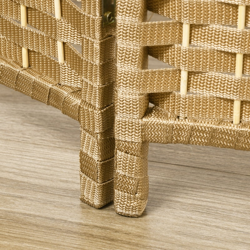 Alvantor 8-Panel Folding Privacy Screen with Hand-Woven PP Panels, Freestanding Room Divider 126"x66.9" Nature Wood