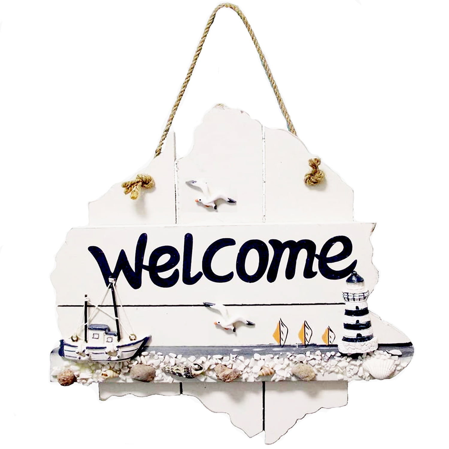 Wooden Nautical Beach Welcome Signs Wall House Hanging Decoration with
