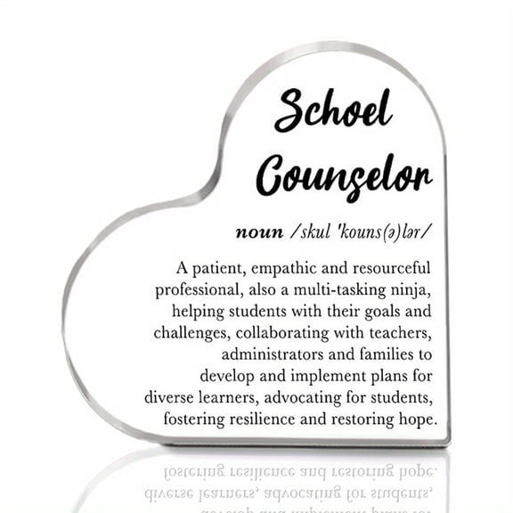 Heart-Shaped Acrylic School Counselor Appreciation Gift - Gratitude Present For Teachers Administrators Staff With Inspirational Quotes Multi-Color Options (White Burgundy Ivory Black)
