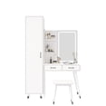 thumbnail image 3 of Makeup Vanity Desk with Lights, Vanity Desk with Mirror, 3 Lighting Modes and Stool, Built-in 3 Open Shelves & Wardrobe, Bedroom Vanity with Lights Dressing Table Set Gifts for Girls & Women, White, 3 of 9