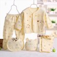 thumbnail image 2 of NOLDARES 5PCS Newborn Boys Girls Baby Cotton Clothes Tops Hat Pants Suit Outfit Sets(A092-Yellow), 2 of 4