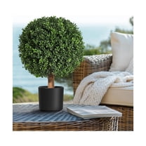 SKYSHALO Faux Boxwood Topiary Trees, 24 inch Height (Set of 2 ...