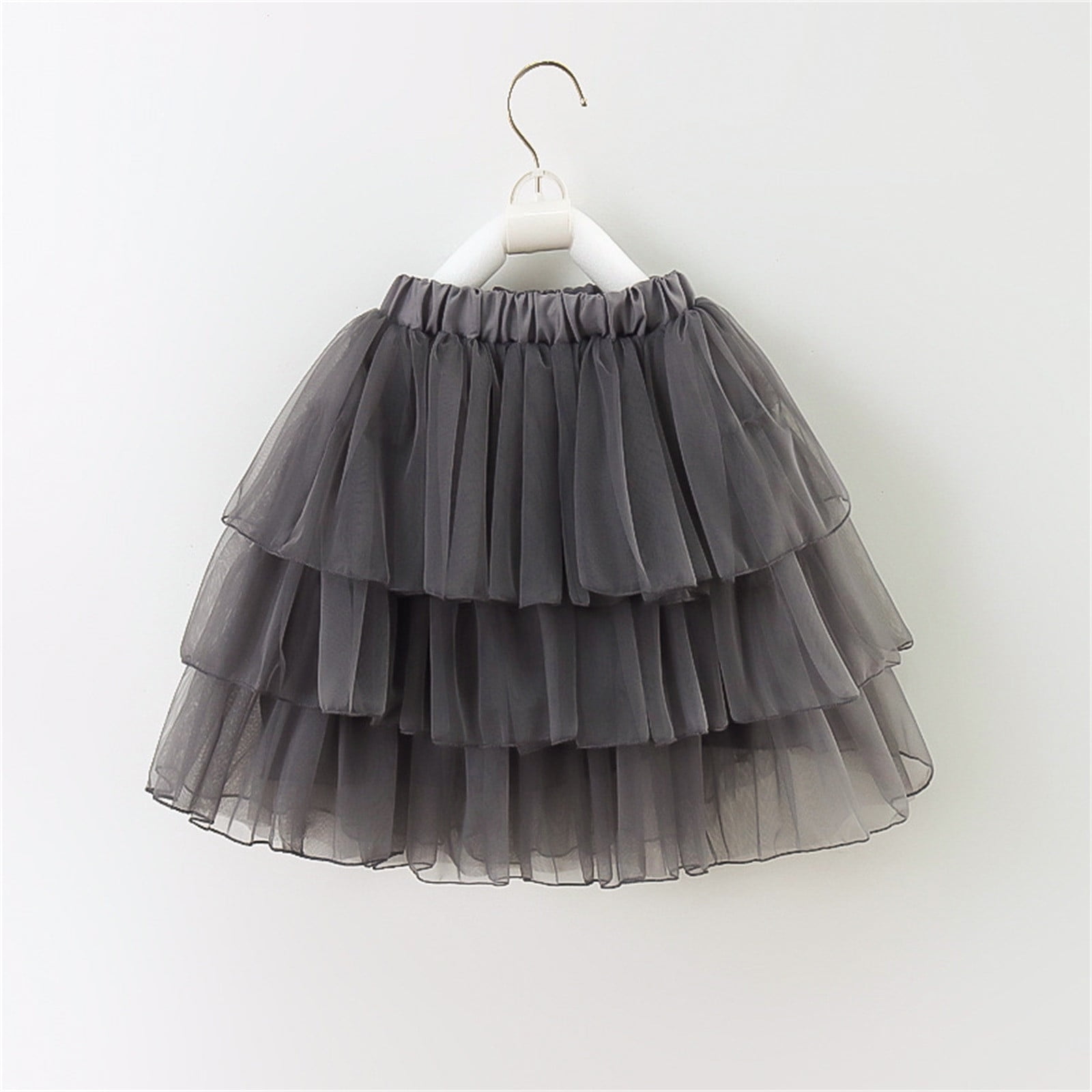 トリートTreat Girl's tulle frill jersey(gray Girls Metallic Star Long-Sleeve Tulle Dress - Grey