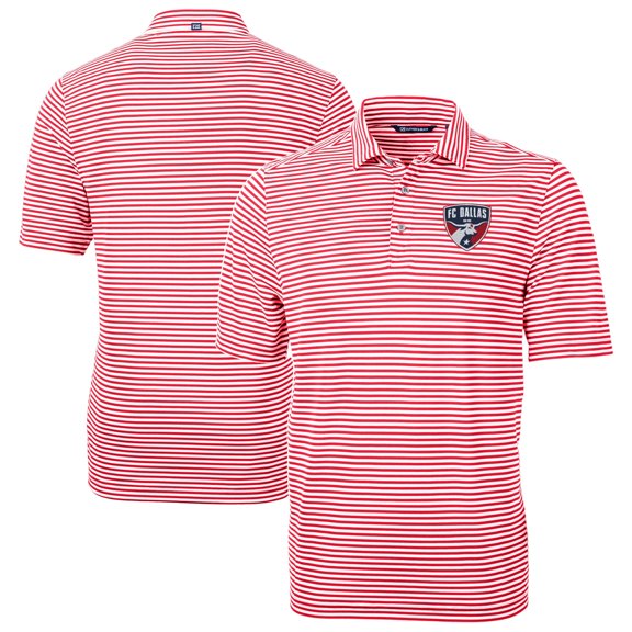 Men's Cutter & Buck Red FC Dallas DryTec Virtue Eco Pique Stripe Recycled Polo