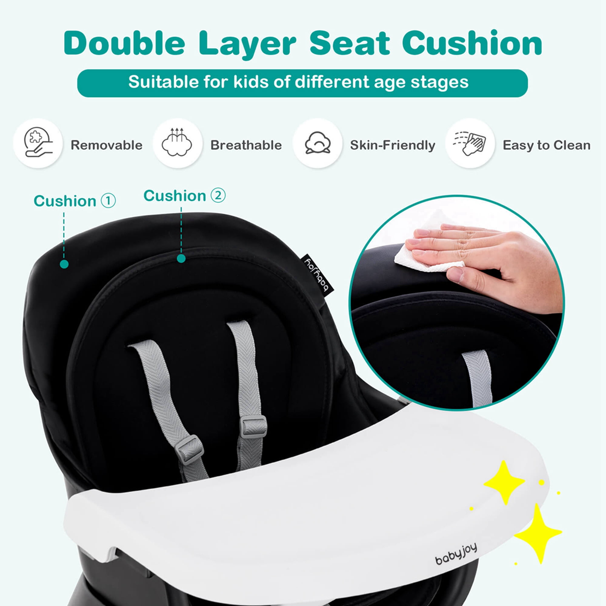 Costway  8-in-1 Baby High Chair Convertible Dining Booster Seat w/ Removable Tray Black