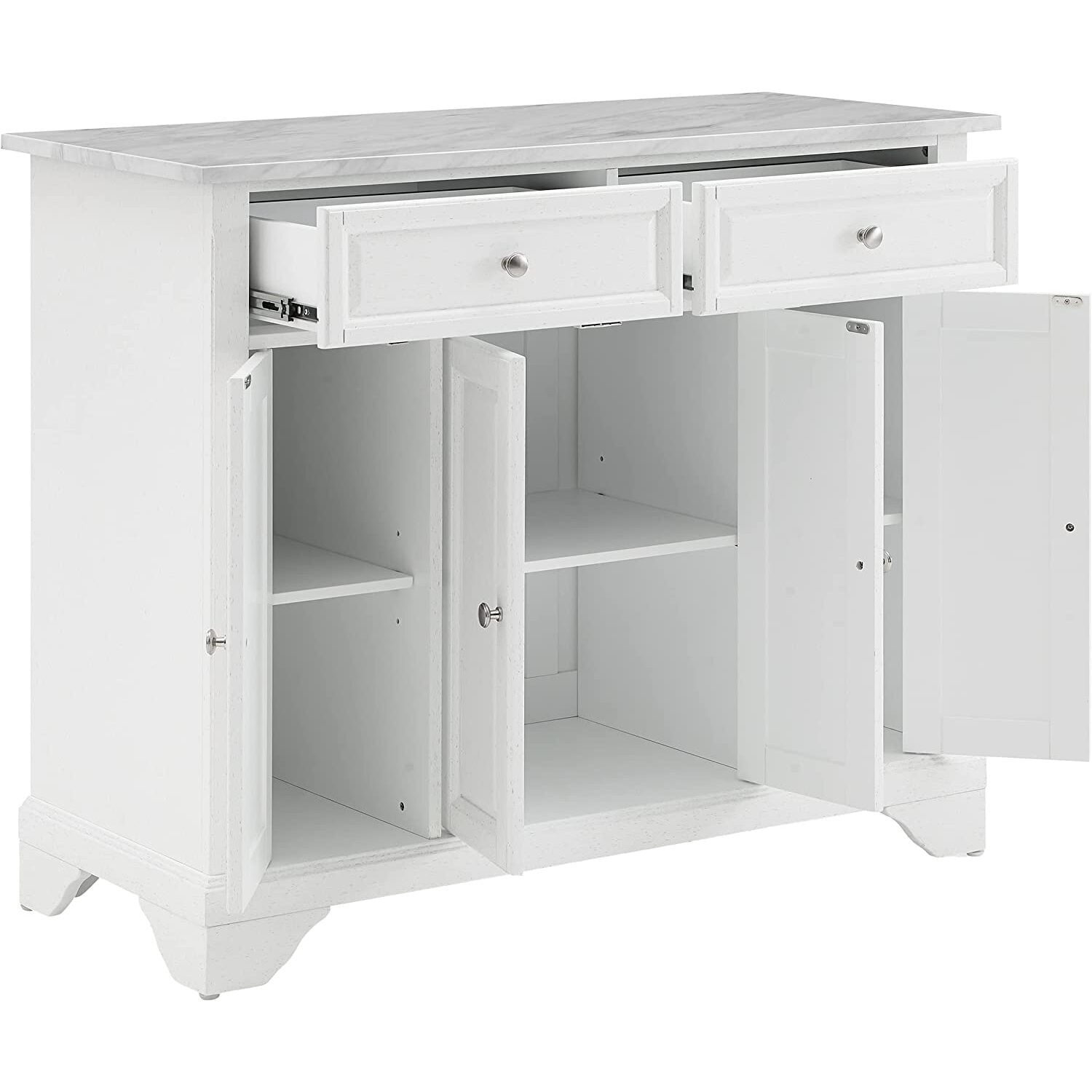 Kitchen Island Cart with Storage & Marble Top - Portable Kitchen Furniture for Small Spaces