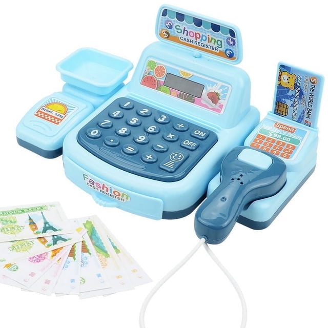 HLONK Toy Cash Register Lights and Sounds Kids Cash Register Safe Rounded Design Cash Register