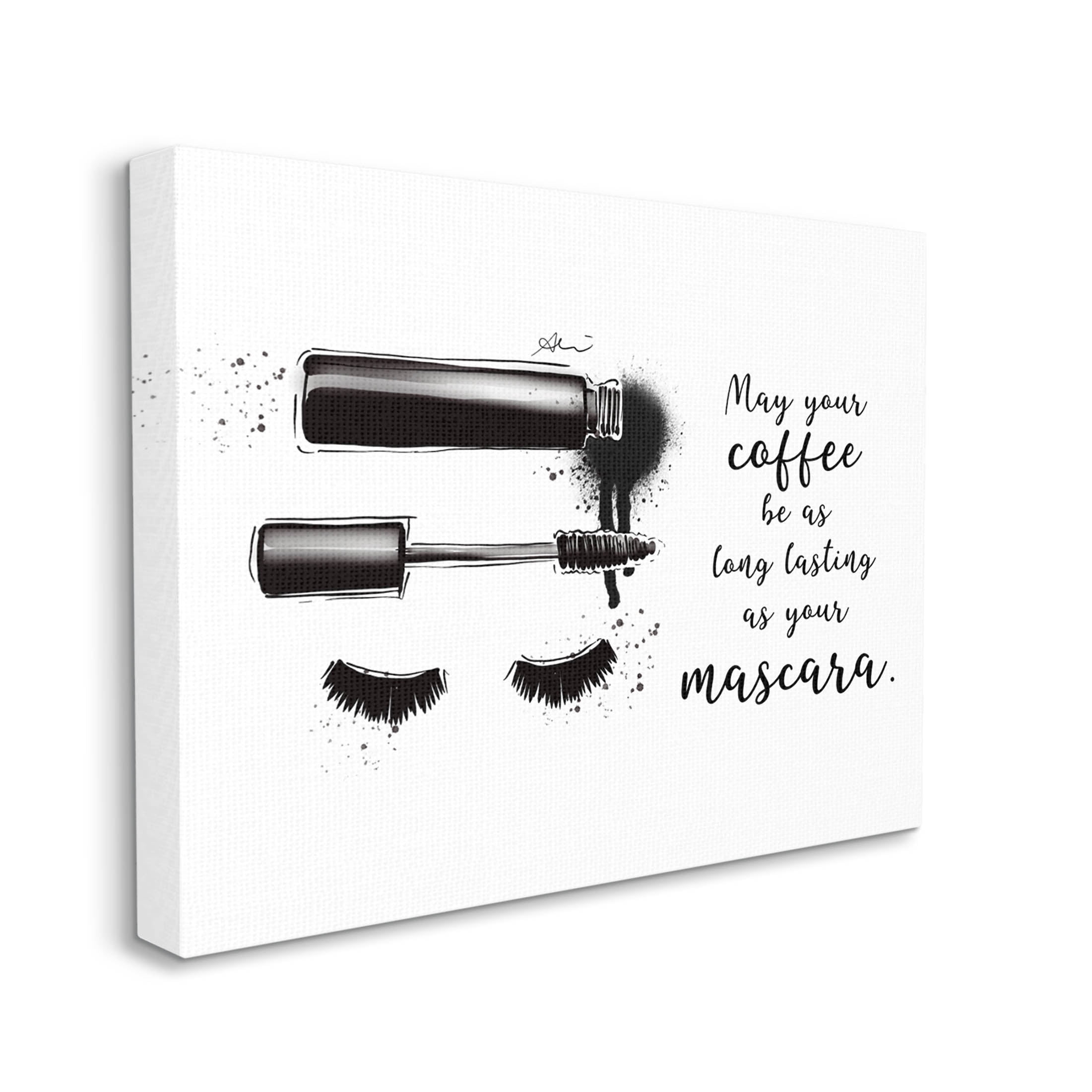 Stupell Industries Coffee & Lashes Mascara Phrase Graphic Art Gallery Wrapped Canvas Print Wall Art, Design by Alison Petrie