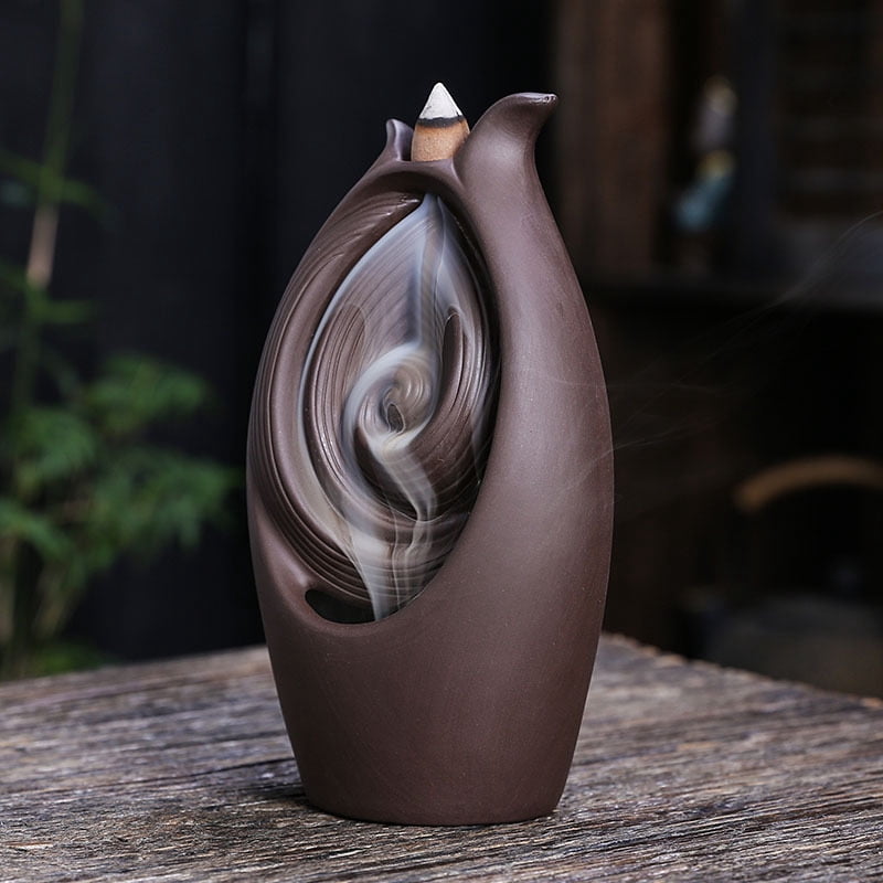 Incense Burner Backflow Incense Holder Purple Sand Backflow Incense Burner Creative Sandalwood Agarwood Aromatherapy Ornaments Incense Cone Holder