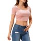 thumbnail image 4 of INSPIRAR CHIC Blusa Casual de Manga Corta Linda con Cuello Redondo de Terciopelo Ajustada Crop Top XL Rosa, 4 of 6