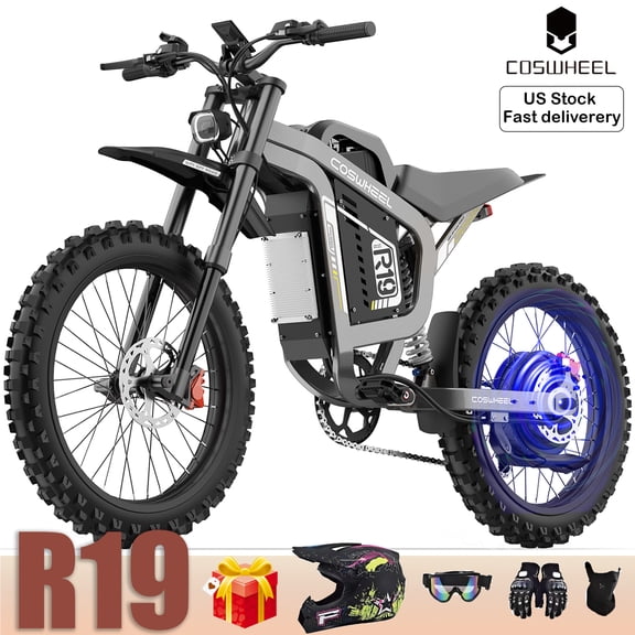 R19 COSWHEEL Electric Motorcycle for Adults,6000W Peak Power Dirt Bike with 72V 40Ah Battery,50MPH Max Speed & 120 Miles Long Range, Dual Hydraulic Disc Brakes, Full Suspension,19" Off-Road Tire