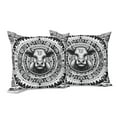 thumbnail image 5 of Ambesonne Rustic Throw Pillow Cover Pack of 2, Southwestern Cow Sketch Art, 2 Pcs-18"x18", Charcoal Grey and White, 5 of 5