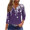 thumbnail image 2 of Fiudx Camisas para Mujer Blusa de Manga 3/4 Corta Estampada a La Moda para Mujer, Blusa Informal con Cuello Redondo, 2 of 4