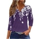 thumbnail image 2 of Fiudx Ofertas de La Semana Blusa de Manga 3/4 Corta Estampada a La Moda para Mujer, Blusa Informal con Cuello Redondo, 2 of 4