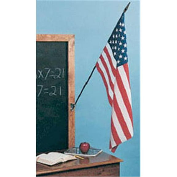 Annin Flagmakers 43100 U.S. Flag Mounted on a .44 in. X 48 in. Black Staff with Gold Spear Tip. 24 in. X 36 in.