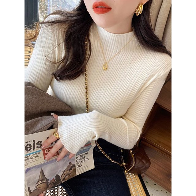 Elegant Solid Basic Knitted Women Tops Turtlneck Sweater Long Sleeve Casual Slim Pullover Korean Fashion Simple Chic Clothes