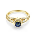 thumbnail image 2 of Gem Stone King 18K Yellow Gold Plated Silver Blue Mystic Topaz Engagement Ring for Women (1.44 Cttw, Round 5MM, Gemstone November Birthstone, Size 7), 2 of 4