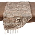 thumbnail image 2 of Fennco Styles Woven Chindi Leather Cotton Bohemian Design Table Runner 16" W x 120" L - Natural Table Cover for Home Décor, Dining Table, Banquets, Holiday and Special Occasions, 2 of 3