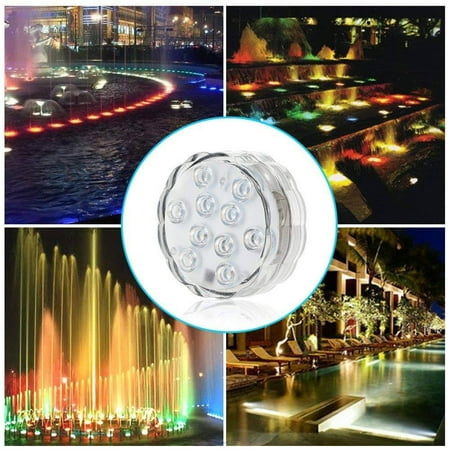 Underwater Submersible LED Lights Waterproof Multi Color Battery Operated Remote Control Wireless 10-LED Lights for Hot Tub,Pond,Pool,Fountain,Waterfall,Aquarium,Party,Vase Base,Christmas,IP68 2pack