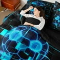 thumbnail image 4 of Erosebridal Geometric Geometry Checkered Bedding Sets Queen Size,Football Game Comforter Sets with Sheets,Black Blue Bed in a Bag Queen Size For Youth,Super Cozy Room Decoration Reversible,7-Piece, 4 of 6
