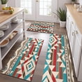 thumbnail image 2 of Brown Triangular Geometric Pattern Kitchen Rugs Sets Of 3,Kitchen Runner Rugs Non Skid Washable,Decorative Kitchen Floor Mats for Kitchen,Sink,Laundry,17"x30"+ 17"x47" + 17"x59", 2 of 6