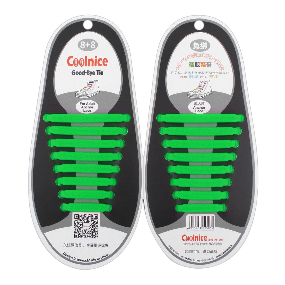 COOLNICE® Elastic Silicone Anchor No Tie Easy Shoe Laces Shoelace Trainers Shoes 
