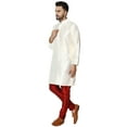 thumbnail image 2 of SKAVIJ Men's Art Silk Kurta Pajama Set Indian Traditional Wear Dress Off-White M, 2 of 6