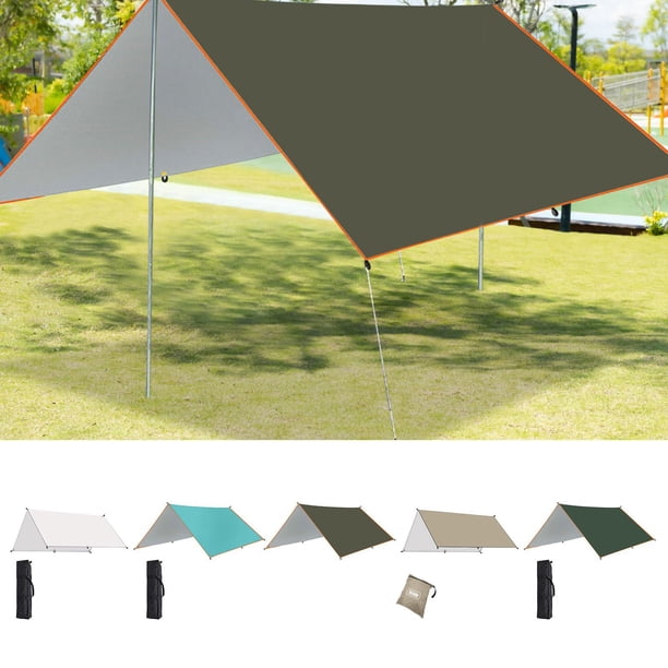 Lona impermeable para acampar - Protector de lluvia de poliéster de 10x10 pies con protección UV, refugio portátil para tiendas de campaña, picnic, playa y actividades al aire libre