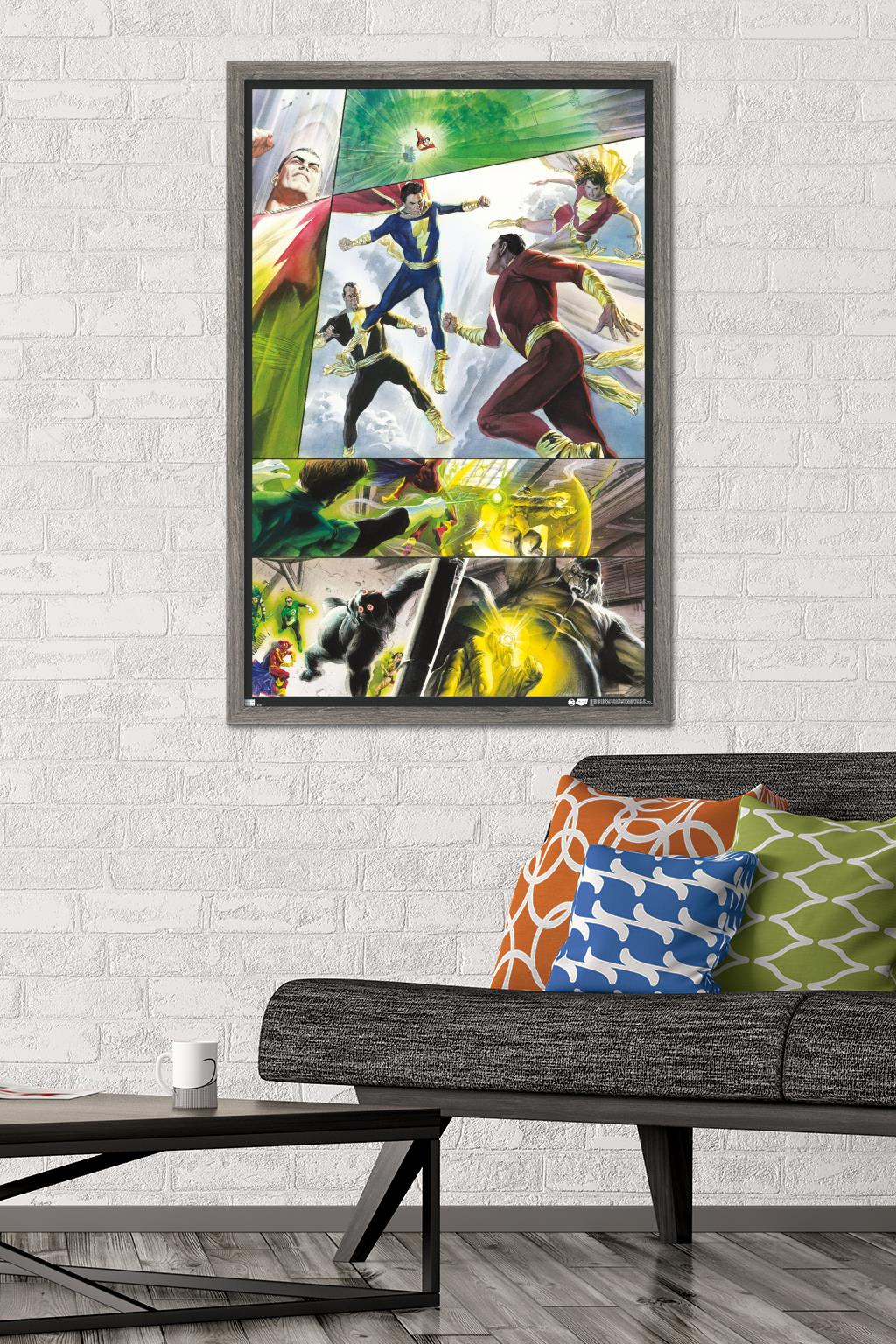 DC Comics Justice League - Shazam Family and Black Adam Wall Poster, 22.375" x 34" Framed