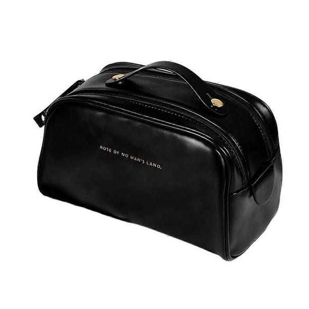 Stylish Women's Makeup Bag PU Cosmetic Bag Portable Large Capacity Toiletry Bag with Handle