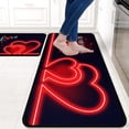 thumbnail image 2 of Faptoena Kitchen Rugs and Mats Sets of 2,Valentine''s Day Kitchen Rugs Red Love Heart Decoration Non-Slip Rugs,Rubber Backing Waterproof Floor Mat,17x30+17x48inch, 2 of 6