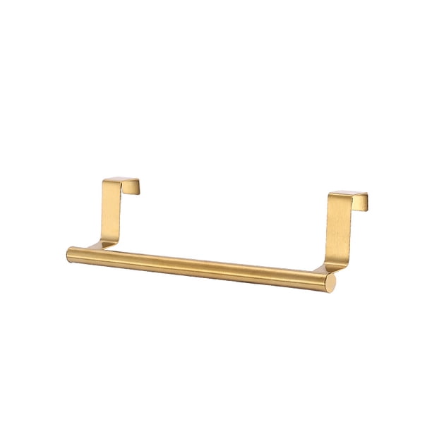 Xiao Hua Soporte para toallero de puerta de acero inoxidable, apto para instalación universal en puertas de armarios, juego de 2 piezas (dorado)
