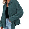 thumbnail image 2 of PENGXIANG Chemise à Manches Longues en Velours Côtelé pour Femmes avec Boutons et Col Rabattu, 2 of 4