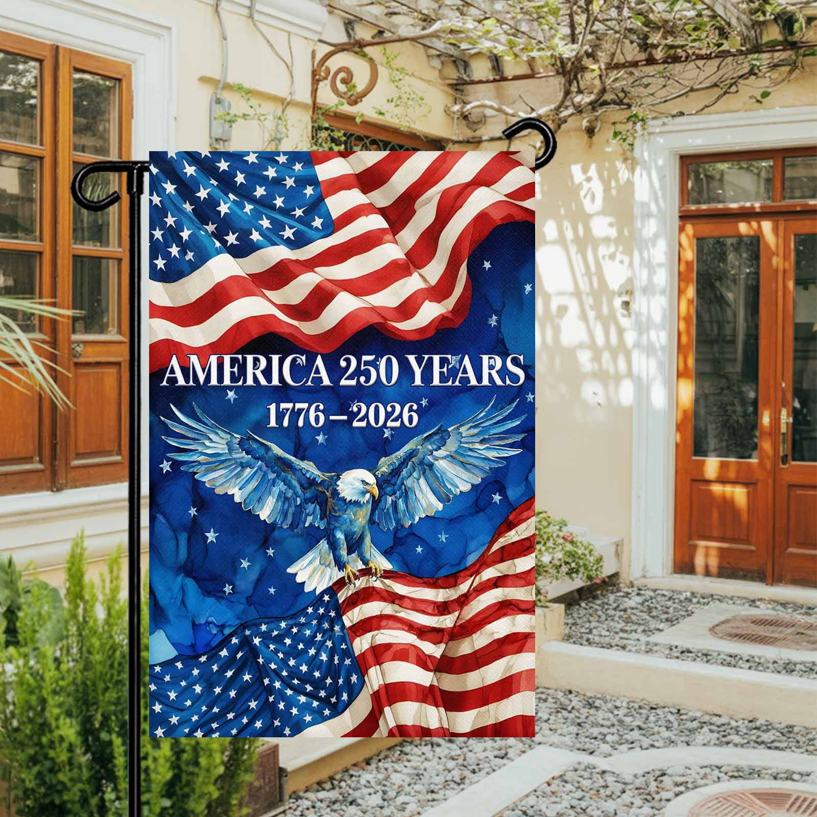4th of July Garden Flags America 250 Years Garden Flag Double Sided Welcome Flag Majestic Eagle USA Flag Independence Day Yard Flags for Outdoor Lawn Porch Memorial Day Holiday Decor 28x40 Inch