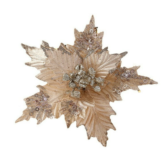 26cm Glitter Christmas Poinsettia Flower Realistic Xmas Tree Hanging Flower Merry Christmas Decoration Xmas Gifts Happy New Year