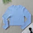 thumbnail image 6 of UVEASISHA Ribbed Knit Crop Tops for Women Slim Fit Long Sleeve Workout Shirts Crew Neck Yoga Athletic T Shirts Solid Color Casual Sporty Tees Sky Blue M, 6 of 10