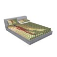 thumbnail image 2 of Ambesonne Fantasy Fitted Sheet & Pillow Sham Set, Fashion Retro Art, Queen, Orange Green, 2 of 2