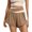 Khaki, variant on Women's High Waisted Two-Tone Yoga Shorts, Quick Dry Layered Workout CRZ Yoga Shorts for Women with Liner Black M