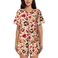 thumbnail image 1 of Balery Skull Retro record lips Conjunto de Pijama para Mujer con Estampado, Dos Piezas de Manga Corta y Shorts, Ropa de Dormir Suave con Cuello Redondo y Bolsillos-X-Large, 1 of 6
