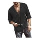 thumbnail image 1 of Camisa De Lino Hippie De Moda Playeras Medias Casuales, 1 of 2