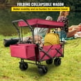 thumbnail image 2 of VEVOR Extra Large Collapsible Garden Cart with Removable Canopy, Folding Wagon Utility Carts with Wheels and Rear Storage, Wagon Cart for Garden, Camping, Grocery Cart, Shopping Cart, Red, 2 of 9