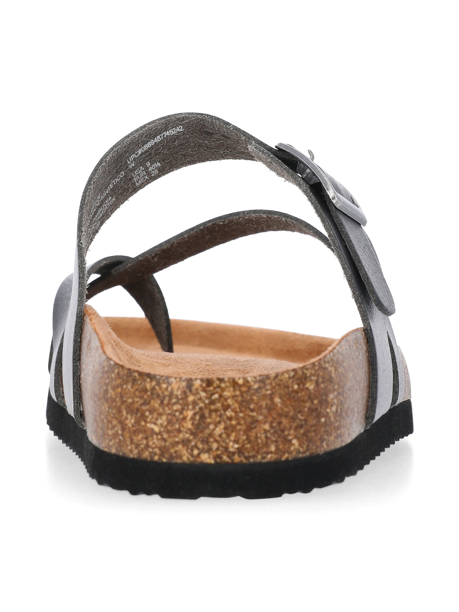 Time and Tru Women's Asymmetric Strap Footbed Sandals, Wide Width Available
