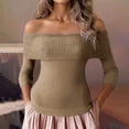 thumbnail image 2 of DHFJKG Off Shoulder Sweaters For Women Sexy Slim Fit Knit Long Sleeve Pullover Fashion Solid Color Spring Fall Trendy Tops, 2 of 5