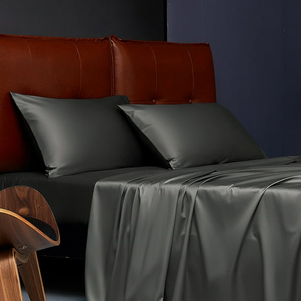 NTBAY Organic Cotton Queen Pillowcases Set of 2, Envelope Closure, 20" x 30", Dark Gray