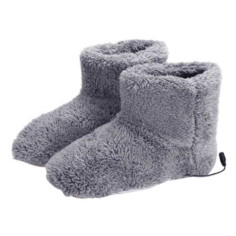 Winter USB Warmer Foot Shoes Plush Warm Electric Slipper Feet Heat Washable US 