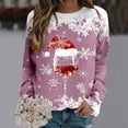 thumbnail image 2 of WEAIXIMIUNG Robe Chandail en Molleton Grande Taille Femmes Mode Automne et Hiver Loisirs Vacances Rouge Flocon de Neige Imprimé de Noël Col Rond Manches Longues Sweat à Capuche, 2 of 4